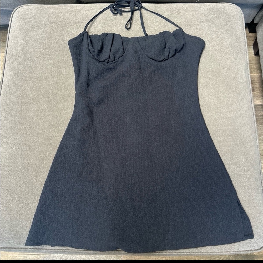 PacSun Black Ruched Halter Mini Dress
